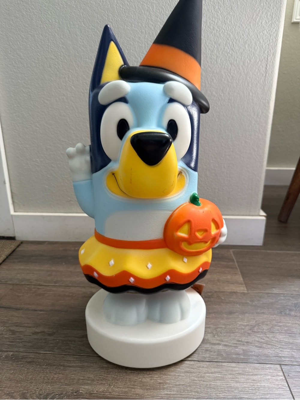 Bluey Halloween Puppy Figure with Orange Pumpkin, lighted halloween holiday